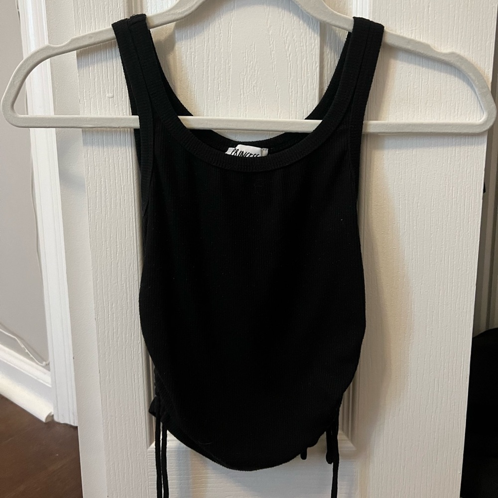 black tank top with ties on the side